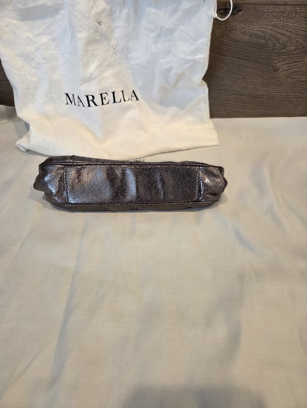 MARELLA Metallic Silver Evening Clutch with Crystal Buckle - Picture 4 of 11